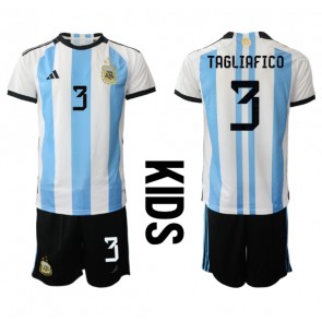Argentina Nicolas Tagliafico #3 babykläder Hemmatröja barn VM 2022 Korta ärmar (+ Korta byxor)